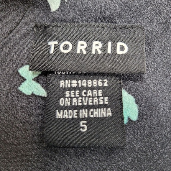 Torrid Butterfly Georgette Double Layer Cami Womens Plus 5 Black Blue Top Blouse - Picture 8 of 10